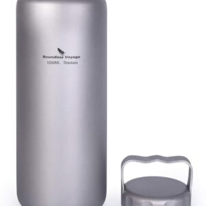 iBasingo 1050ml/35.5 oz Titanium Water Bottle with Handle Outdoor Leak-Proof Wide Mouth Sport Drinking Bottle Camping Tea Coffee Canteen Kettle for Hiking Climbing Running A-Ti3006D