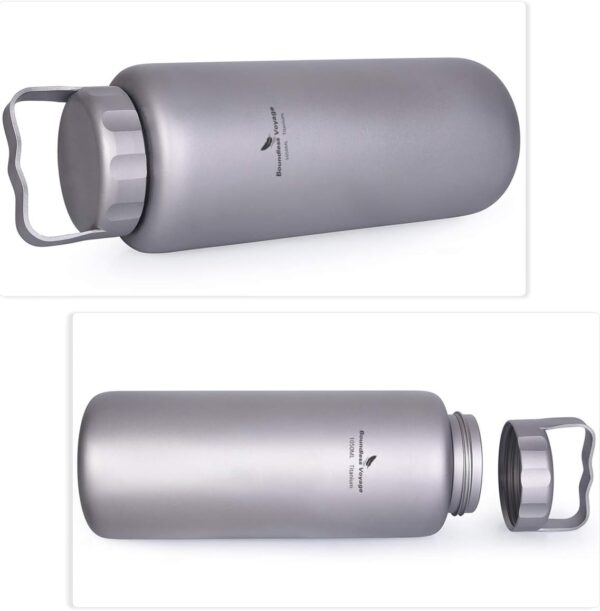 iBasingo 1050ml/35.5 oz Titanium Water Bottle with Handle Outdoor Leak-Proof Wide Mouth Sport Drinking Bottle Camping Tea Coffee Canteen Kettle for Hiking Climbing Running A-Ti3006D - Image 6