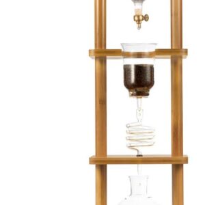 Yama Cold Brew Maker I Ice Coffee Machine With Slow Drip Technology I Makes 6-8 cups (32oz), Large Capacity Cold Brew Coffee Tower, Bamboo Straight Frame