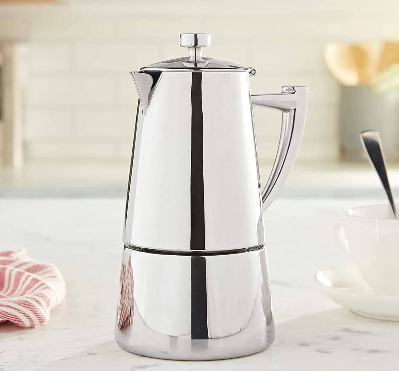 Cuisinox Roma stainless steel stovetop Moka pot, plastic-free