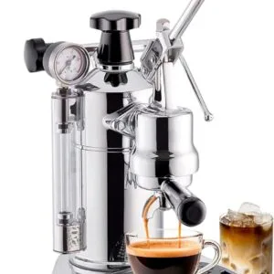 La Pavoni PC-16 chrome lever espresso machine, plastic-free