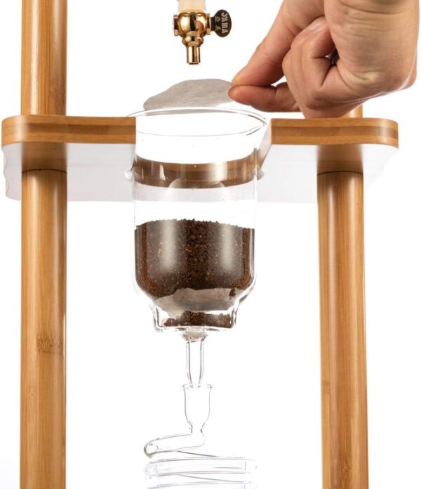 Yama Cold Brew Maker I Ice Coffee Machine With Slow Drip Technology I Makes 6-8 cups (32oz), Large Capacity Cold Brew Coffee Tower, Bamboo Straight Frame - Image 7