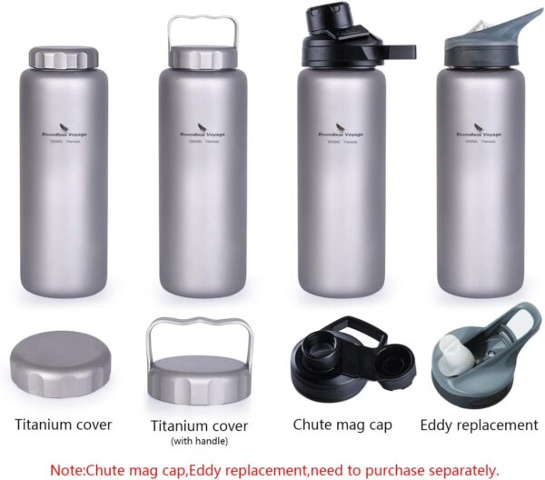 iBasingo 1050ml/35.5 oz Titanium Water Bottle with Handle Outdoor Leak-Proof Wide Mouth Sport Drinking Bottle Camping Tea Coffee Canteen Kettle for Hiking Climbing Running A-Ti3006D - Image 8