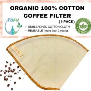 Set of reusable organic cotton coffee filters, plastic-free