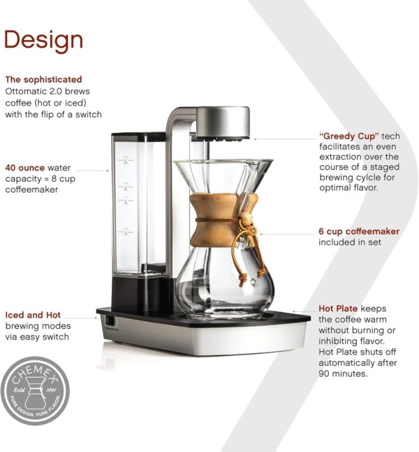Chemex Ottomatic Coffeemaker Set - 40 oz. Capacity - Includes 6 Cup Coffeemaker - Image 3
