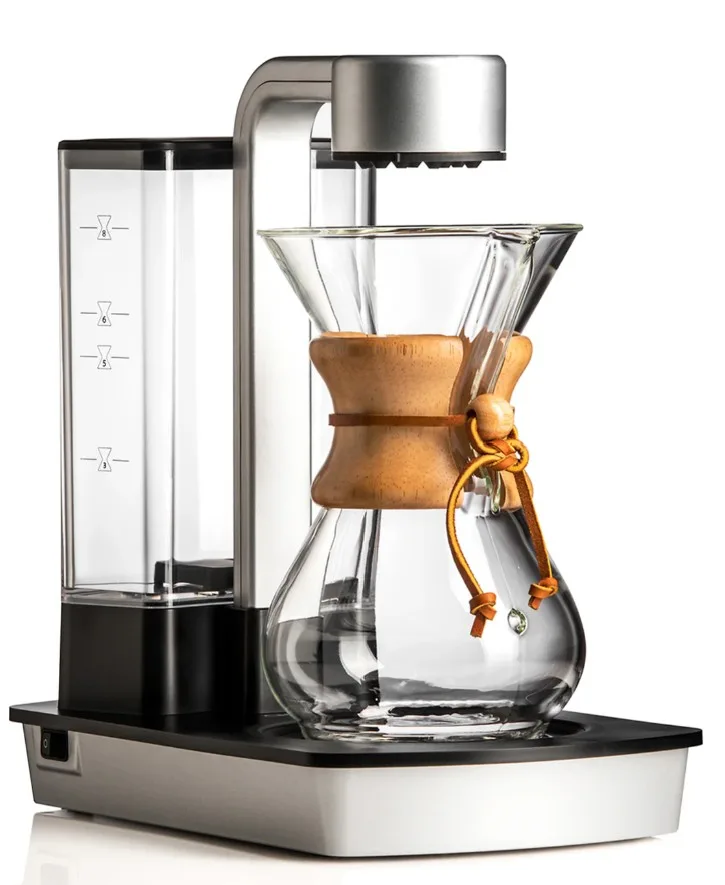 Chemex Ottomatic 2.0 automatic pour over coffeemaker with borosilicate glass carafe and wood collar