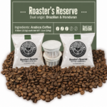 Plastic Free Brew Roaster's Reserve compostable coffee pods, dual-origin Brazil and Honduras.