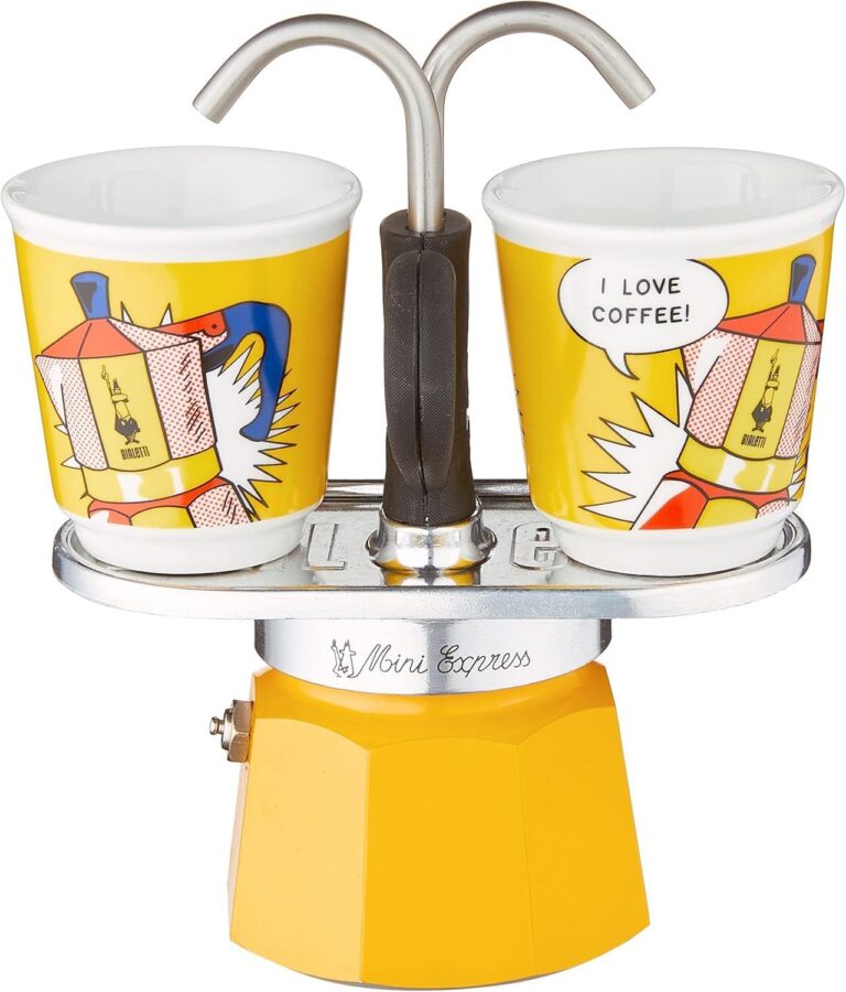 Bialetti Mini Express Lichtenstein electric moka set with two glass cups