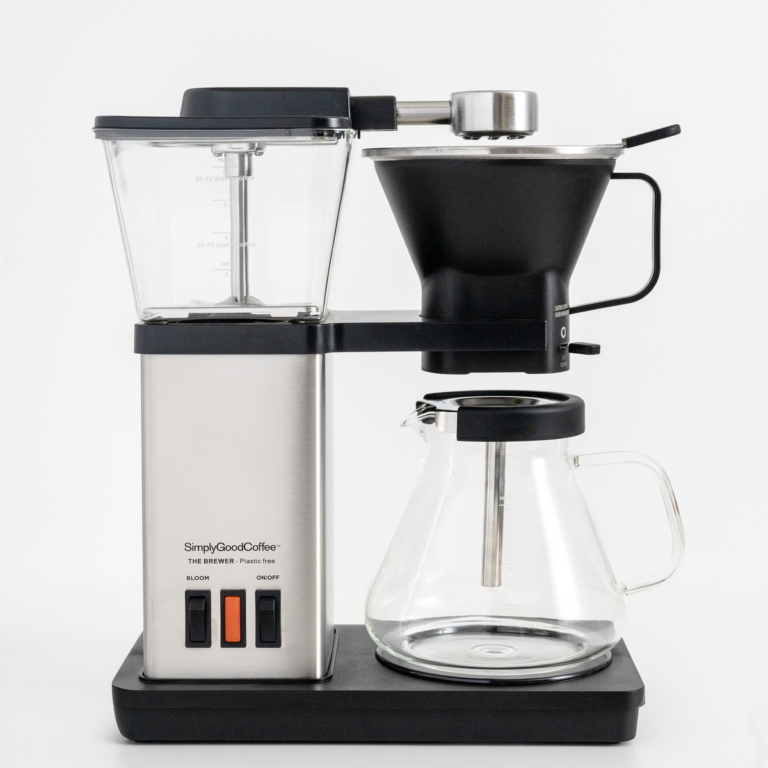 Simply Good Coffee Plastic-Free Brewer, stainless and glass drip coffee maker